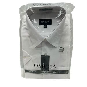 Omega Italy Men's Premium Slim Fit Button Up Long Sleeve White Dress‎ Shirt